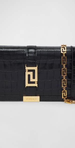 versace greek embossed wallet|Versace Greca Goddess Croc Embossed Leather Chain Wallet.